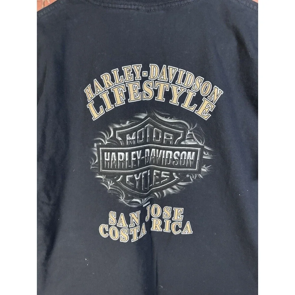 Vintage Y2K Harley-Davidson Mens Black Shirt Costa Rica Motorcycle Mens Large - Picture 5 of 5